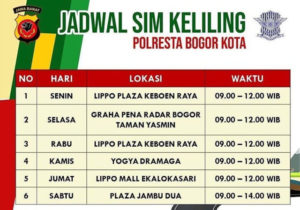 Jadwal SIM Keliling Kota Bogor Meu 2022
